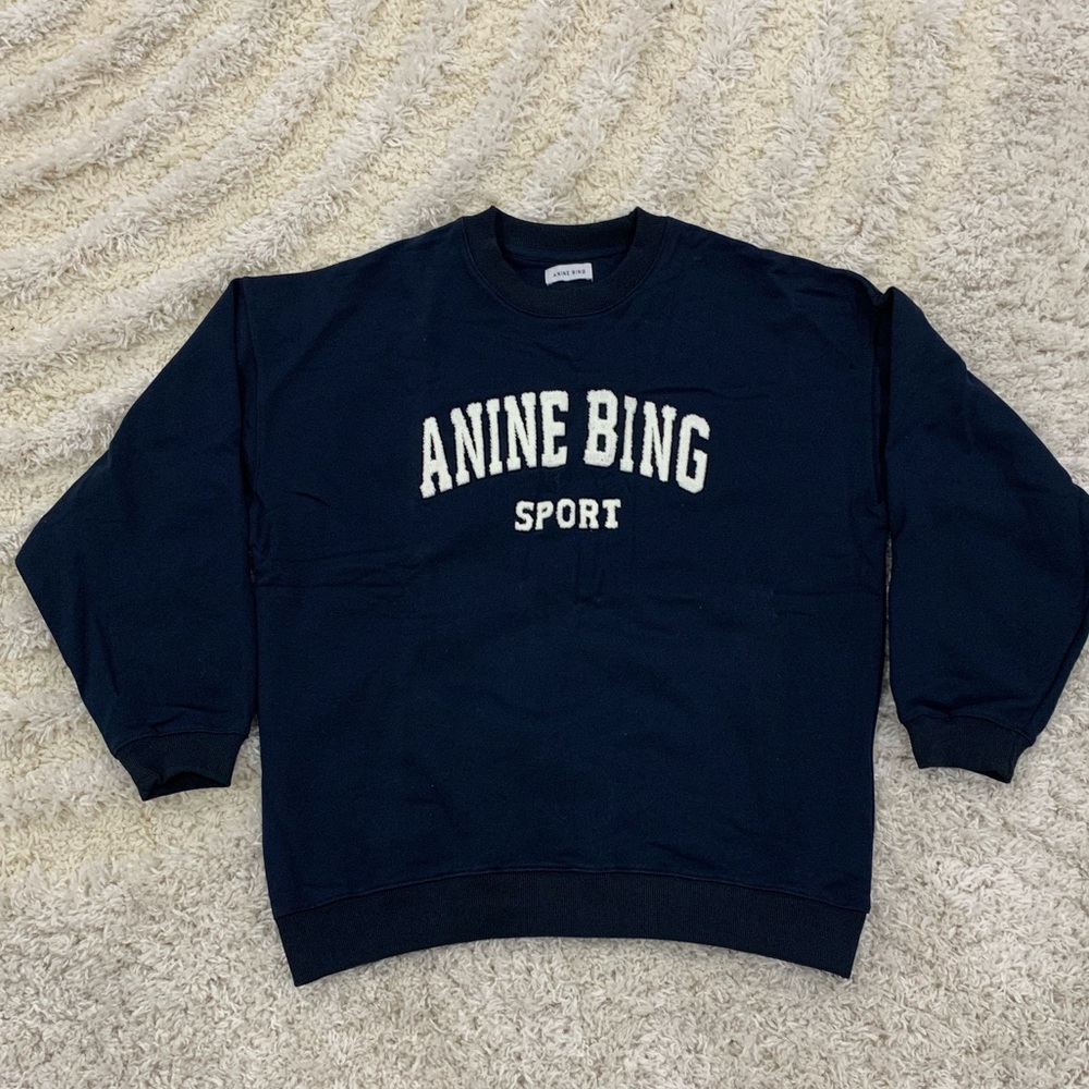 Anine Bing Sport Logo Navy Blue Sweater Woman’s Size Small Medium & Large